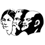 Karl Marx ve Vladimir İlyiç Lenin portresi vektör küçük resim