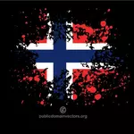 Norská vlajka uvnitř kapek inkoustu