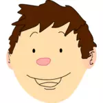 Vektorgrafik med glad pojke med brunt hår
