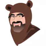 Hombre en traje de oso vector ilustración