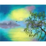 Ağaç ve göl sanatsal resim