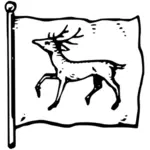 Oskenonton with a deer in black and white vector drawing