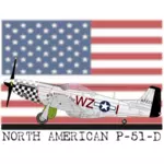 Nordamerikanske P-51-D flyet vektorgrafikk utklipp