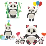 Un grupo de pandas lindos