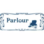 Parlour door sign in art nouveau style illustration