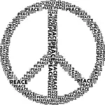 Signo de la paz con la palabra '' paz ''