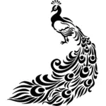 Peacock line art vector drawing