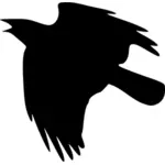 Silhouette vector image of crow flying up