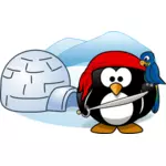 Image vectorielle de pingouin pirate en Antartique