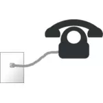 Telefon und Kabel mit Wandplatte-Vektor-Bild