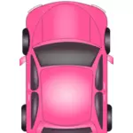 Vaaleanpunainen auton ylänäkymä vektori kuva