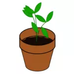 Image vectorielle d'une simple plante dans un pot en terre cuite
