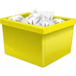 Gele plastic doos gevuld met papier vector graphics