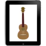 Tablet PC met gitaar op het vector illustraties