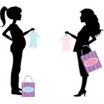 Pregnant women in shopping