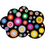 Prismatic cloud with colorful gears