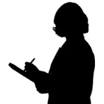 Silhouette vector graphics of a woman doing an audit