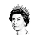 Queen Elizabeth II greyscale halftone image
