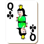 Kulüpleri oyun kartı vektör çizim kraliçesi