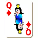 Ratu berlian game kartu vektor ilustrasi