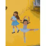 Ballet girls mural vector drawing