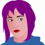 Gadis berambut ungu vektor ilustrasi