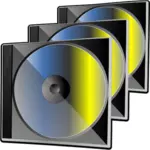 Grupo de 3 discos compactos vector imagem