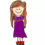 Young lady with long  brown hair vector clip art