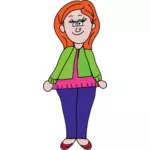 Vector illustration of funny comic lady standing