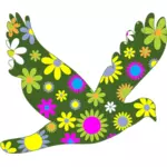 Retro floral bird drawing