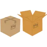 Vector clip art of sealed and open cardboard boxes