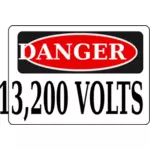 Nebezpečí 13,200 voltů znamení vektorový obrázek
