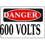Danger 600 volts sign vector image