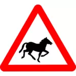 Horse on road vector warning sign
