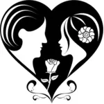 Vektor illustration av ett svart hjärta för Valentine