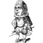 Vector de la imagen de la gran cabeza cercado chico caricatura