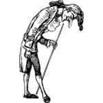 Vector graphics of castle service man in suit bending forward