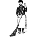 Vector clip art of traditional Russian worker with a broom