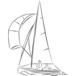 Vector freehand drawing illustration of sailing boa