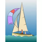 Dessin vectoriel de bateau à voile couleur