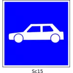 Vektor ilustrasi tanda persegi biru mobil