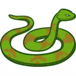 Illustration vectorielle de couleur vert et marron serpent ligne art