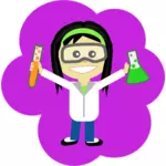 Vector image of cartoon science girl