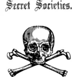 Scary skull and cross bones vector line art image
