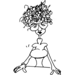 Karikatur av en sekretær med briller