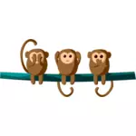 Tre tecknade apor