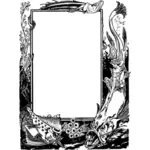Ocean frame with fish and mermaid vector graphics