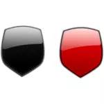 Černé a červené štíty vektorové kreslení