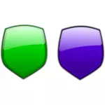 Зеленые и синие блестящие щиты векторное изображение