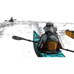 Kayakers exploring vector image